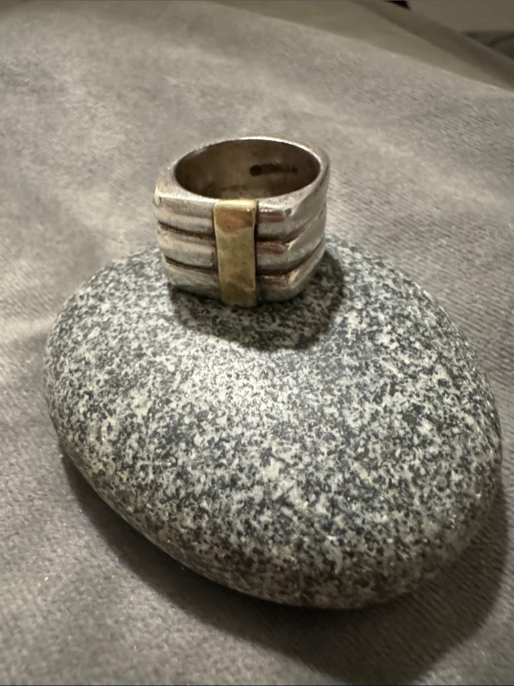 Chunky Two-Tone Statement Ring - Silver & Gold